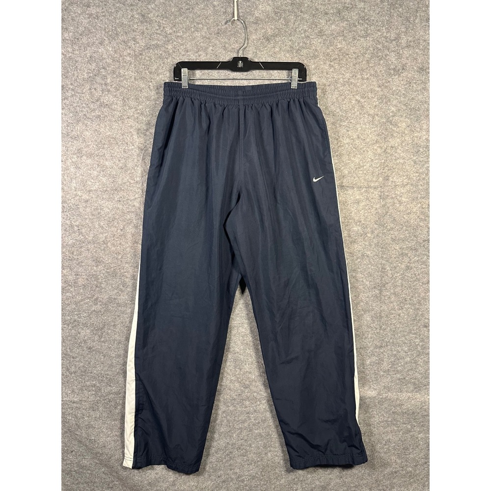 Nike Mens XL Track Pants Navy Blue White Stripe Athletic‎ Training Joggers